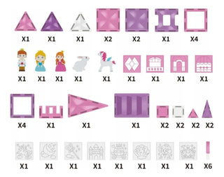 50 PCS Princess Castle Magnetic Tiles – Kids STEM Building Blocks Set (3+ Years)