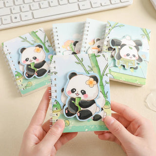 Kawaii Panda Spiral Notebook with Sticker Tabs & Elastic Strap
