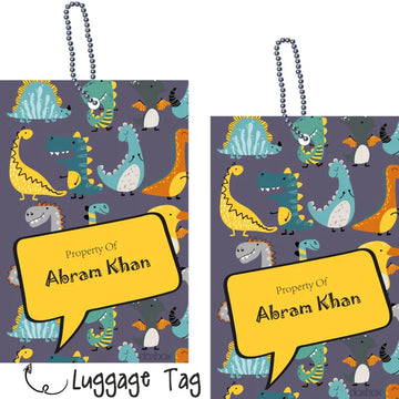 Luggage Tags - Dino Colors - Pack of 2 Tags - PREPAID ONLY