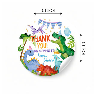 Round Thank You Label - Dino Party (24 Pcs) (PREPAID ONLY)