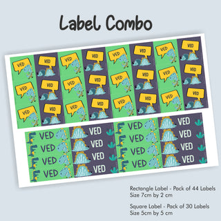 Labels Combo - Dino Colours (PREPAID ORDER) (Dispatch in 5-6 Days)