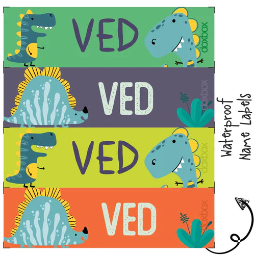 Waterproof Labels - DINO COLORS - Pack of 88 labels - PREPAID ONLY