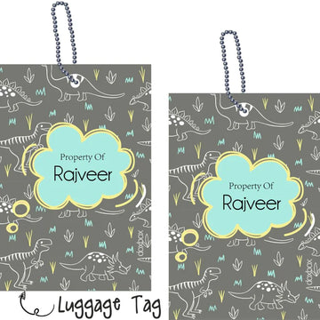 Luggage Tags - Dinosaur Luggage Tag- Pack of 2 Tags - PREPAID ONLY