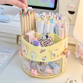 4 Compartment Desk Storage Organiser with 360 Degree Turnable Bottom