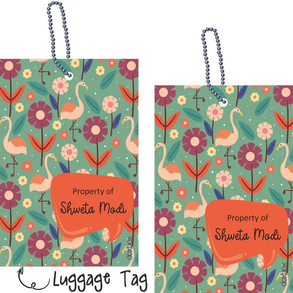 Luggage Tags - Flamingo Flowers Elder Luggage Tag- Pack of 2 Tags - PREPAID ONLY