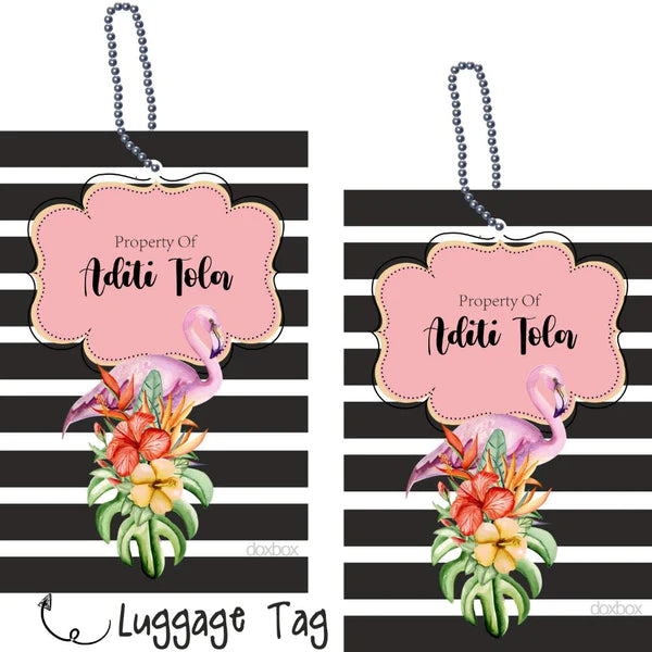 Luggage Tags -Tropical Flamingo- Pack of 2 Tags - PREPAID ONLY