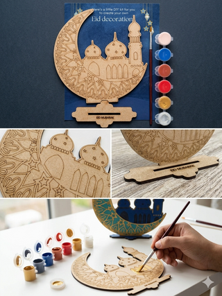 Diy MDF Cutout Ramazan Eid Mubarak Coloring Kit