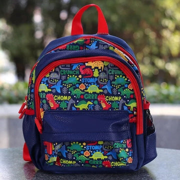 Dino Design Backpack with Front Pocket for Kids