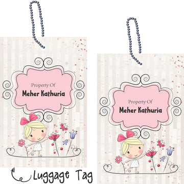 Luggage Tags - Girl with butterfly- Pack of 2 Tags - PREPAID ONLY