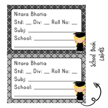 School Book Label - Graduation Girl - Pack of 36 labels - (PREPAID ONLY)