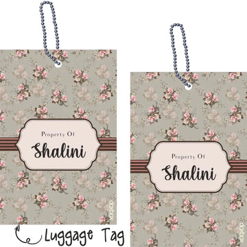 Luggage Tags - Grey Floral - Pack of 2 Tags - PREPAID ONLY