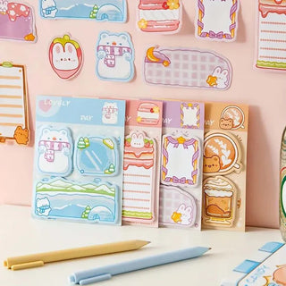 Cute Chibi Charm Kawaii Memo Pad Set — Cute Die-Cut Sticky Notes for Kids (Pack Of 4)