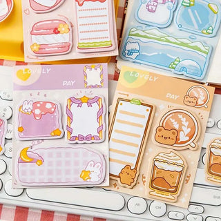 Cute Chibi Charm Kawaii Memo Pad Set — Cute Die-Cut Sticky Notes for Kids (Pack Of 4)