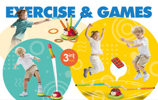 3-in-1 Ladybug Activity Toy Set for Kids – Rocket Launcher, Ring Toss & Balance Bar with Music | Ages 3+