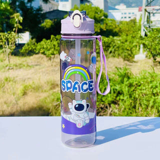 Space Explorer Kids Water Bottle 1000ml – Astronaut Rainbow Sipper with Straw