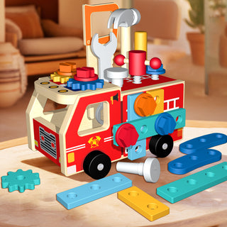 Wooden Multifunctional Assemble and Disassemble Truck With Tools for Kids