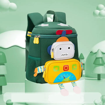 3D Robot Design Large Capacity School Bags with Slip Over Buckle for Kindergarten Kids