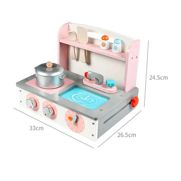 Mini Wooden Folding Kitchen Stove and Play Cookware Set: Encouraging Imaginative Cooking Adventures for Toddlers