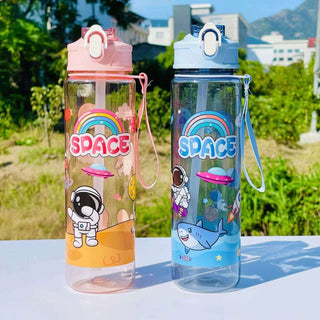 Space Explorer Kids Water Bottle 1000ml – Astronaut Rainbow Sipper with Straw