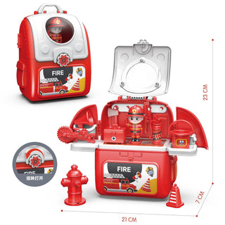 Kids Role Play Backpack Playset – Fire, Police & Construction Toy Kit (Random)