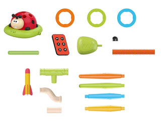 3-in-1 Ladybug Activity Toy Set for Kids – Rocket Launcher, Ring Toss & Balance Bar with Music | Ages 3+