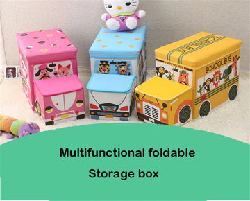 Fun and Functional: Bus Shape Toys Organizer for Kids' Clothes and Toy Storage