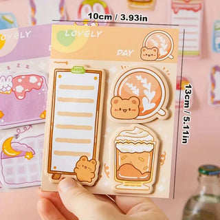 Cute Chibi Charm Kawaii Memo Pad Set — Cute Die-Cut Sticky Notes for Kids (Pack Of 4)