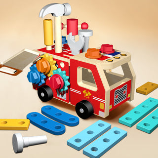 Wooden Multifunctional Assemble and Disassemble Truck With Tools for Kids