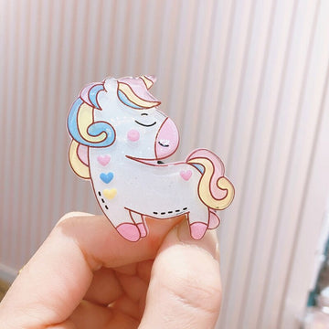 Baby Unicorn Design Acrylic  Hair Clip: Enchanting Alligator Hair Clip for Girls Pack of 5