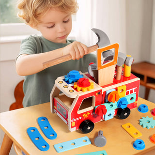 Wooden Multifunctional Assemble and Disassemble Truck With Tools for Kids