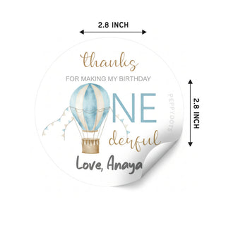 Round Thank You Label - Hot Air Balloon (24 Pcs) (PREPAID ONLY) (Dispatch in 5-6 Days)