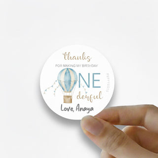 Round Thank You Label - Hot Air Balloon (24 Pcs) (PREPAID ONLY) (Dispatch in 5-6 Days)
