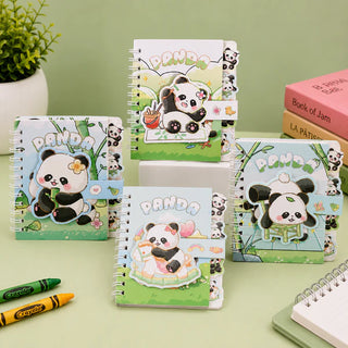 Kawaii Panda Spiral Notebook with Sticker Tabs & Elastic Strap
