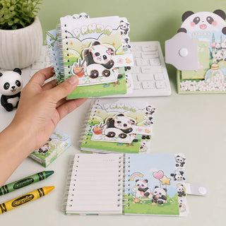Kawaii Panda Spiral Notebook with Sticker Tabs & Elastic Strap