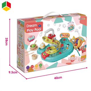 3-in-1 Running Water Play Sink Toy with Fishing Game & Kitchen Set