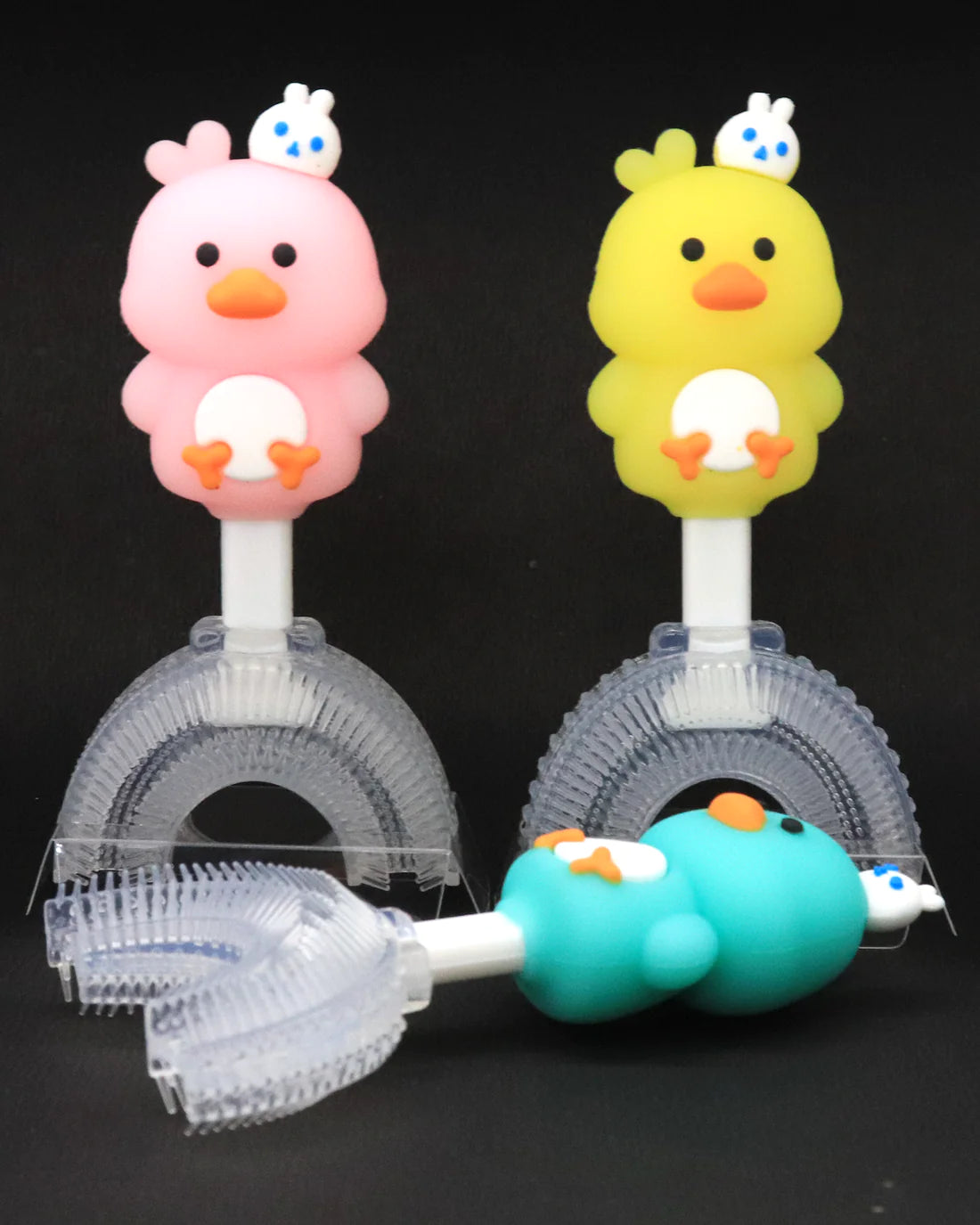DuckyBrush: Safe & Fun 3D Duck U-Shaped Silicone Toothbrush for Infants(Outer Box Damage)