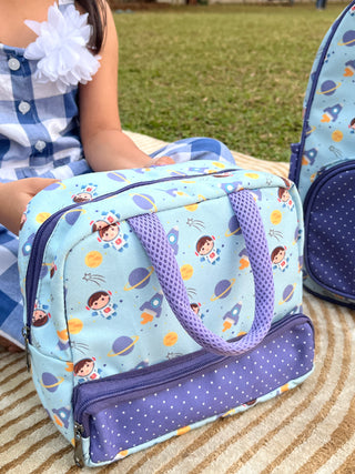 Cots and Cuddles Cute Sporty Bear Theme Printed Canvas Lunch Bag for Kids (Customized) (PREPAID ONLY)