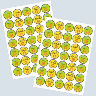 Round Waterproof Labels - Jungle Friends (77 Pcs) (PREPAID ONLY)