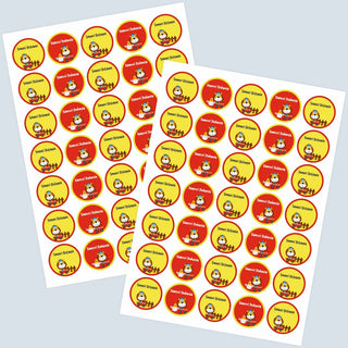 Round Waterproof Labels - Lion on a Tractor (70 Pcs) (PREPAID ONLY)