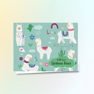 Personalised Gift Notecard - Llama Blue (18pcs) (PREPAID ONLY) (Dispatch in 5-6 Days)