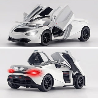Premium Quality Die Cast Bugatti Simulation Pull Back Sports Toy Car (MCLREN 720) (White)