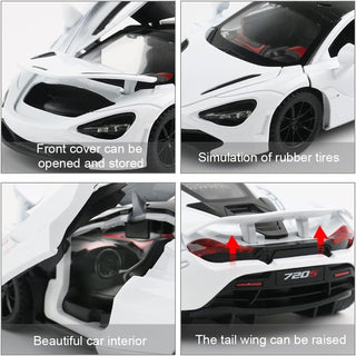 Premium Quality Die Cast Bugatti Simulation Pull Back Sports Toy Car (MCLREN 720) (White)