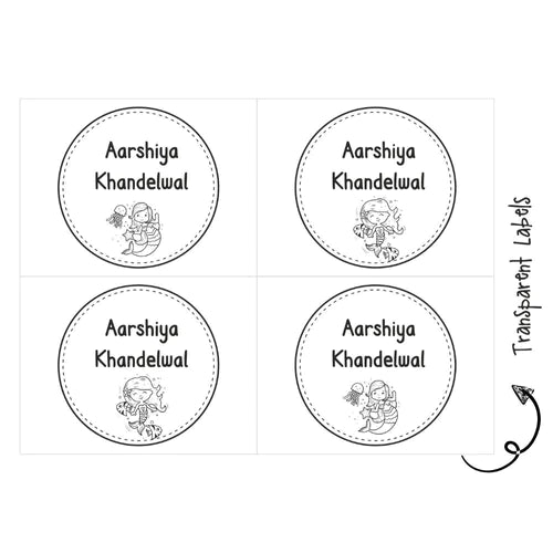 Transparent Labels - Mermaid - Pack of 72 Tags - (PREPAID ONLY)