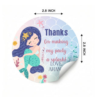 Round Thank You Label - Mermaid (24 Pcs) (PREPAID ONLY) (Dispatch in 5-6 Days)