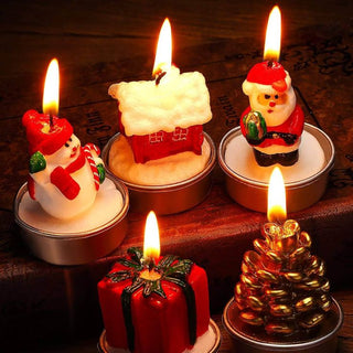 Christmas Theme 3D Design Wax Candles for Home Decor (Pack Of 12)