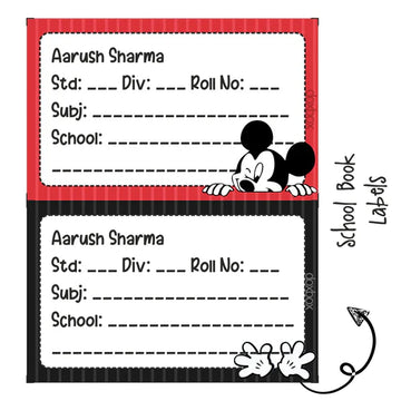 SCHOOL BOOK LABEL - MICKEY MOUSE - Pack of 36 labels - PREPAID ONLY