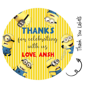 Round Thank You label - Minions (24 Pcs) (PREPAID ONLY)