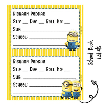School Book Labels - Minions - Pack of 36 labels - (PREPAID ONLY)