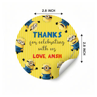 Round Thank You label - Minions (24 Pcs) (PREPAID ONLY) (Dispatch in 5-6 Days)