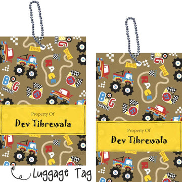 Luggage Tags -Monster Truck- Pack of 2 Tags - PREPAID ONLY